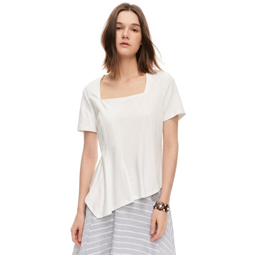 Women’s Pleated Waist Slim Fit T-Shirt