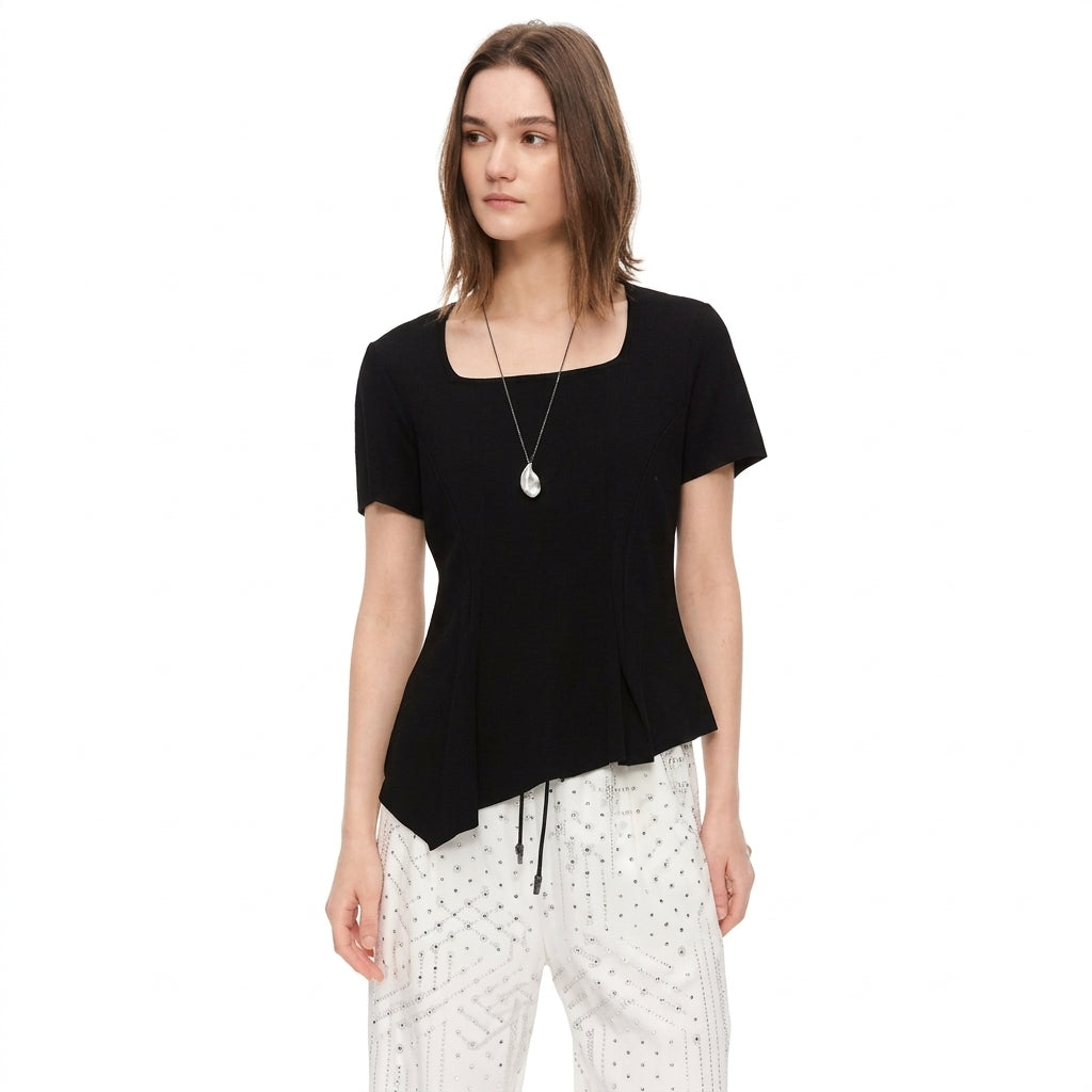 Women’s Pleated Waist Slim Fit T-Shirt