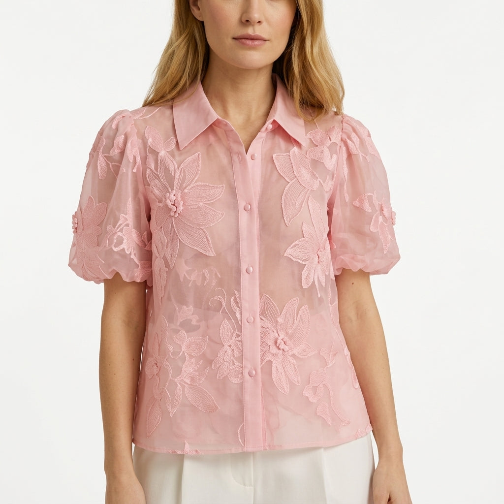 Women’s Pink Hollow Out Embroidered Vest – Elegant Summer Beach Top