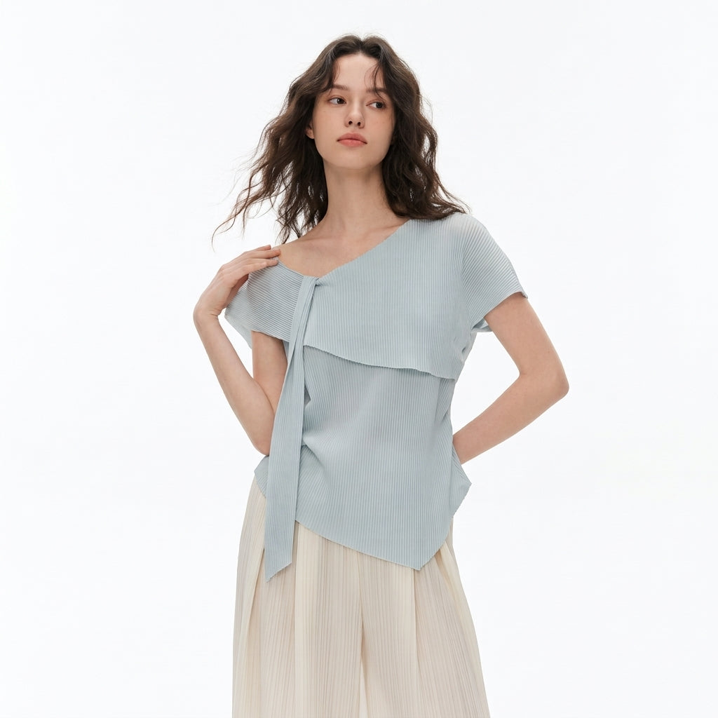 Twisted Neck Short Sleeve Casual Summer Top