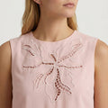 Elegant Yellow Hollow Out Embroidered Vest – Summer Sleeveless Top