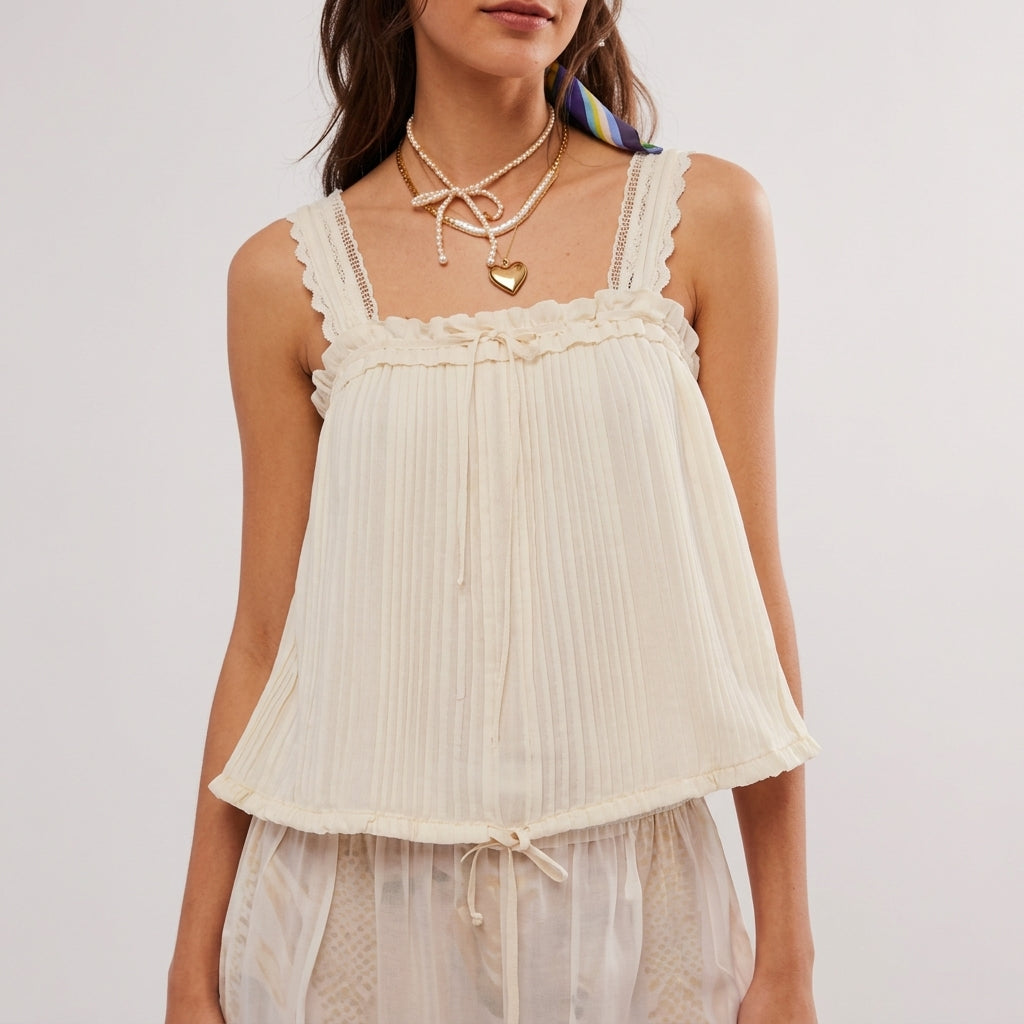 Women’s Y2K Lace Trim Camisole Sleeveless Tank Top