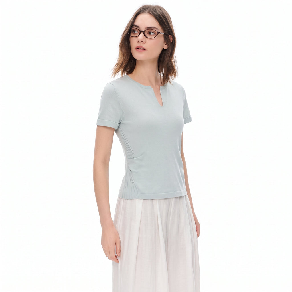 Women's Solid Cotton Round Neck Fitted Tee