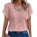 Women’s Elegant Lace Spliced Short Sleeve Top