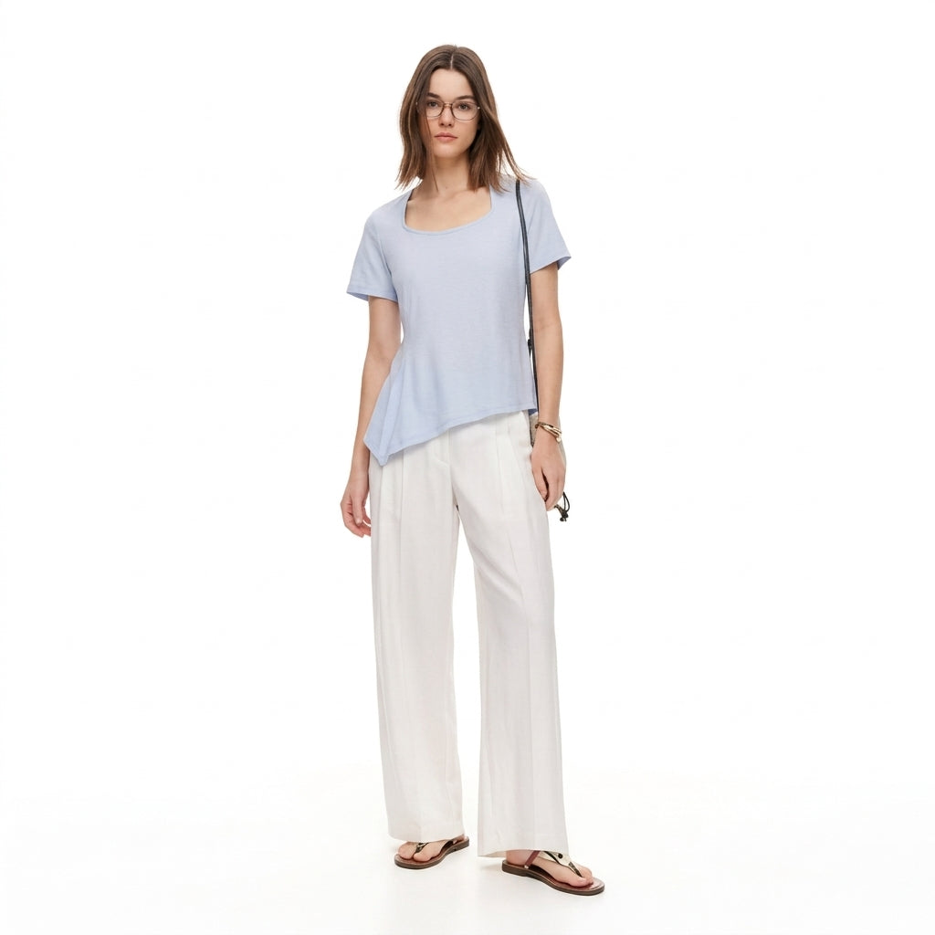 Women’s Pleated Waist Slim Fit T-Shirt