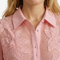 Women’s Pink Hollow Out Embroidered Vest – Elegant Summer Beach Top