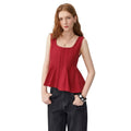 Women's Red Lace Sleeveless Square Neck Blouse