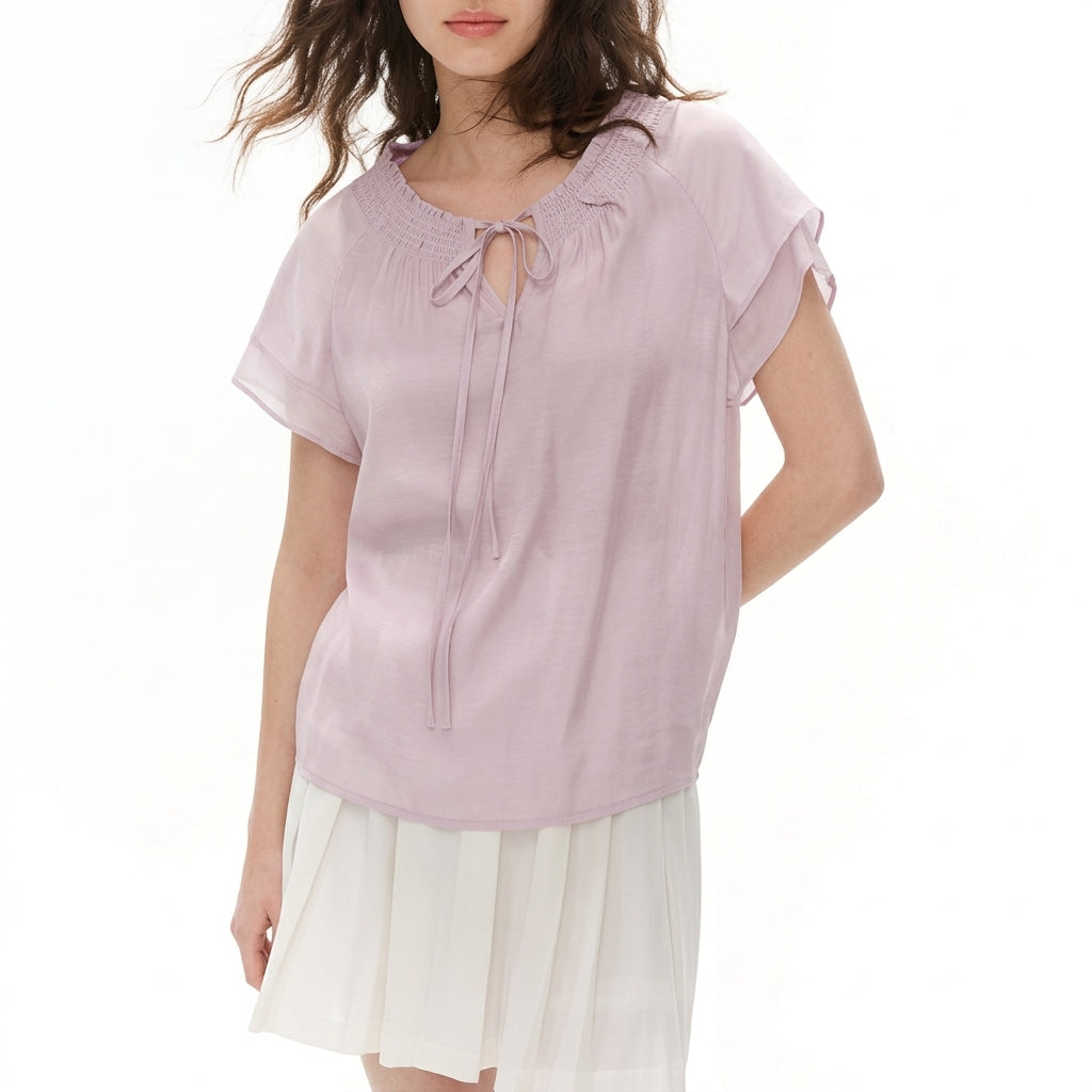 Women’s Pastel Pink Ruffle Chiffon Blouse