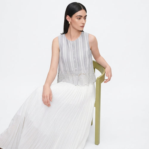 Sleeveless Top – Hollow Out Round Neck Summer Cropped Shirt