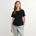 Plus Size Women's Pleated Princess Line Split Hem T-Shirt