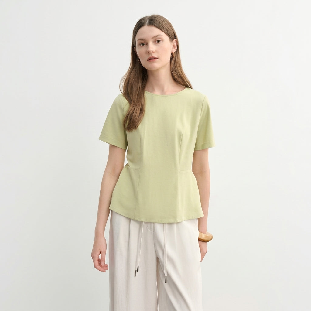 Plus Size Women's Pleated Princess Line Split Hem T-Shirt