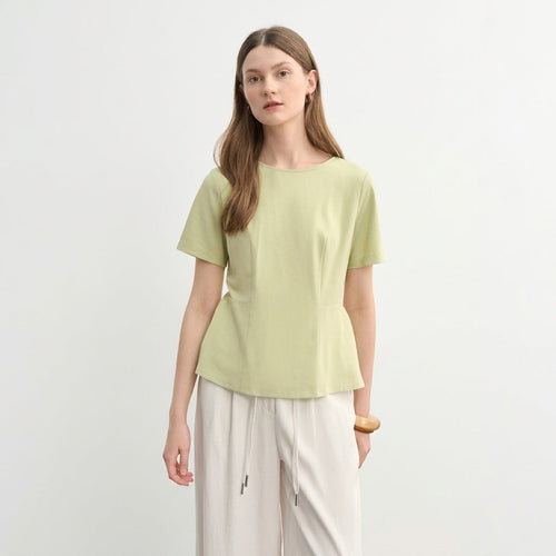 Plus Size Women's Pleated Princess Line Split Hem T-Shirt
